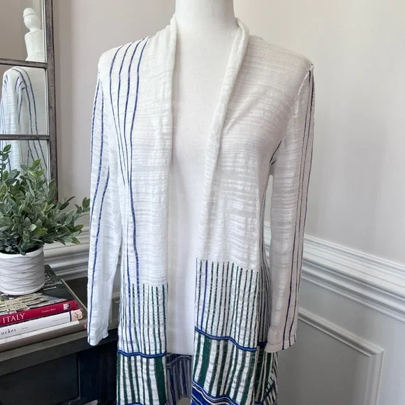 NIC + ZOE Lightweight Linen Blend Open Front Boho Duster Size L - Picture 10 of 13